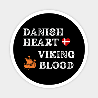 Danish Heart Viking Blood. White text. Gift ideas for historical enthusiasts. Magnet